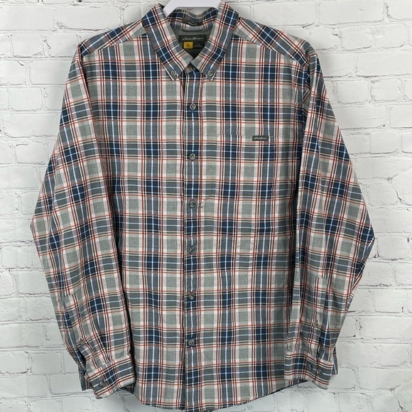 Eddie Bauer Other - Eddie Bauer Travex Shirt Mens Large Gray Plaid Long Sleeve Button Up Classic Fit